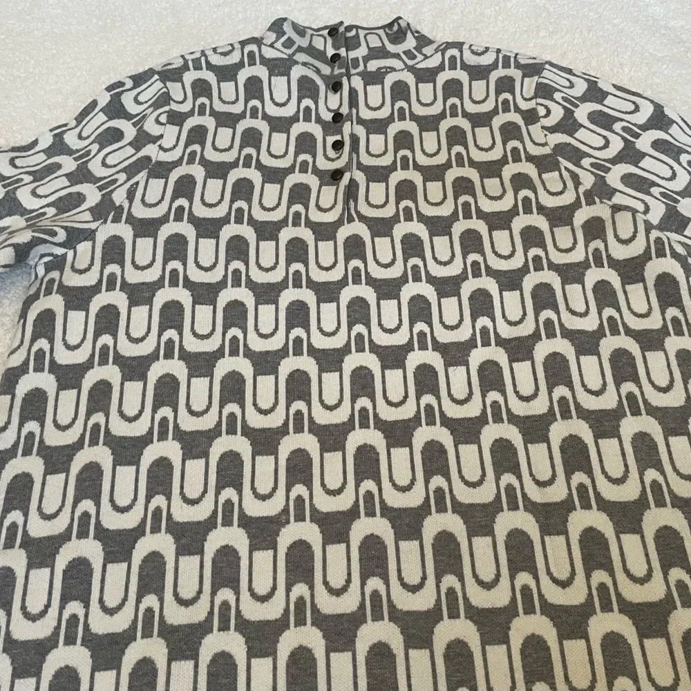 Anthropologie Grey & White Geometric High-Neck Mini Dress XL - Picture 11 of 15